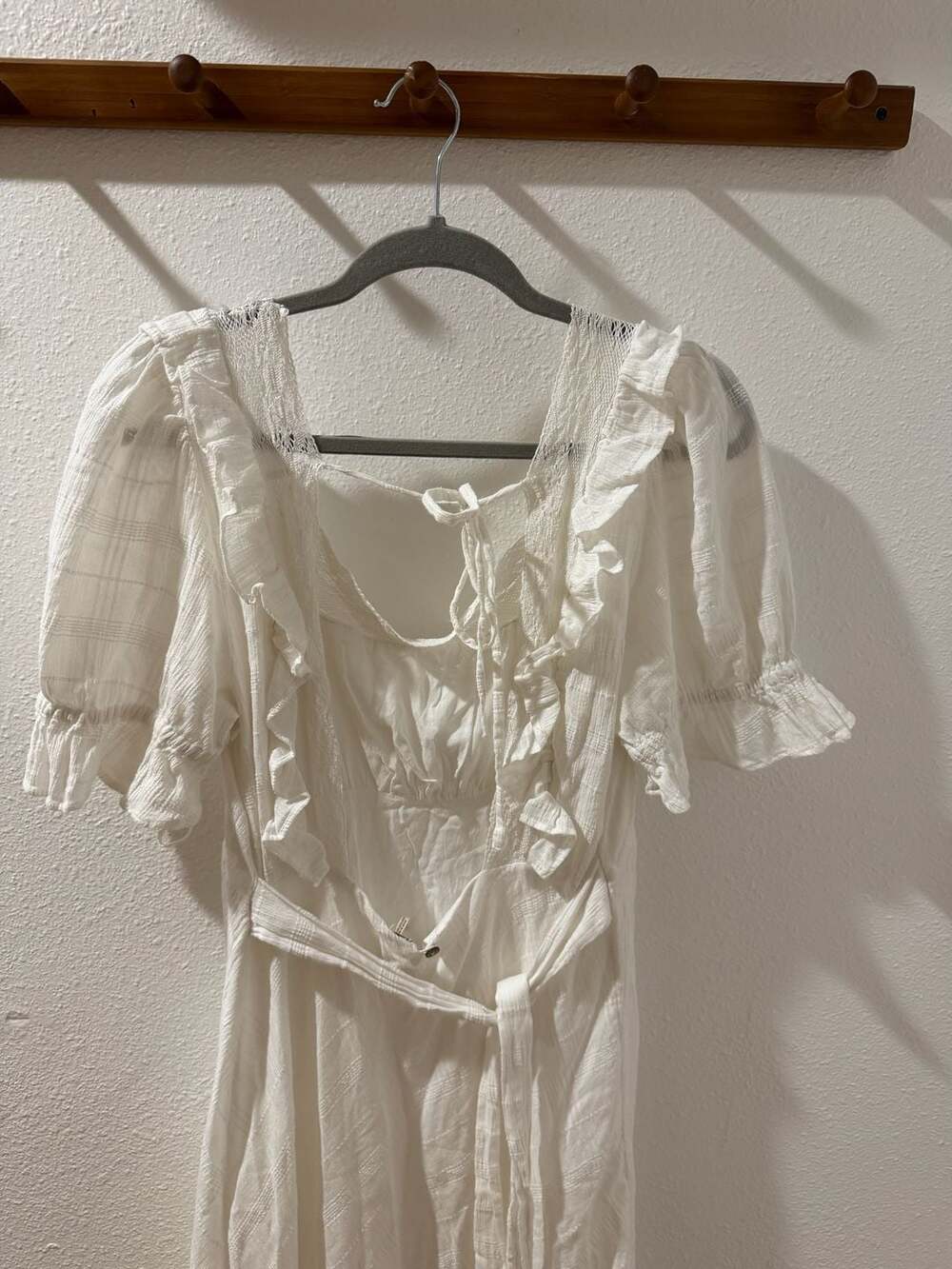 Free People Midi Maxi Dress Size XL White Ruffle Cottagecore - Picture 7 of 12
